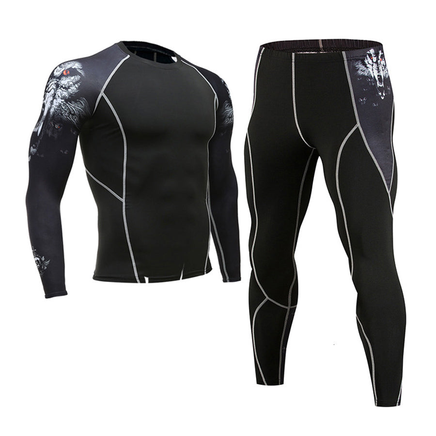 Premium Men’s Compression Sportswear Set – Gym Tights & Rashguard, Workout & Running Tracksuit, Training Clothes for Jogging