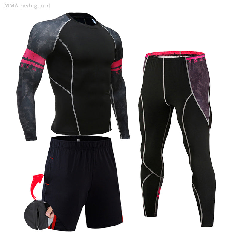 Premium Men’s Compression Sportswear Set – Gym Tights & Rashguard, Workout & Running Tracksuit, Training Clothes for Jogging