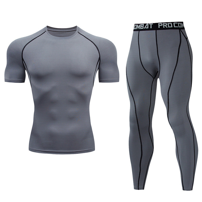 Premium Men’s Compression Sportswear Set – Quick-Dry Gym Suit, Yoga & Fitness Tracksuit, 2-Piece Workout Outfit with T-Shirt and Leggings