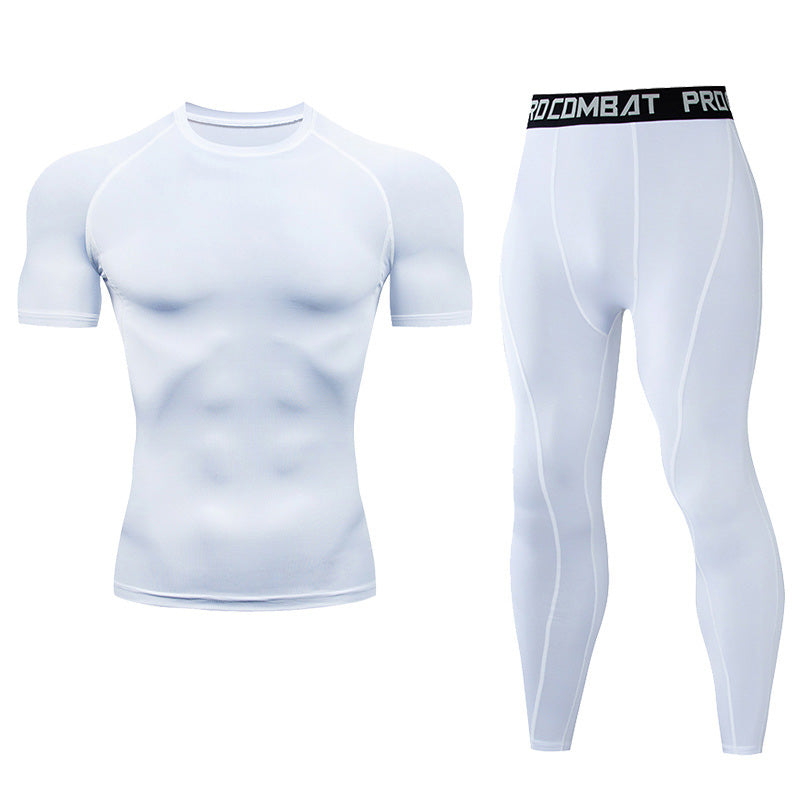 Premium Men’s Compression Sportswear Set – Quick-Dry Gym Suit, Yoga & Fitness Tracksuit, 2-Piece Workout Outfit with T-Shirt and Leggings