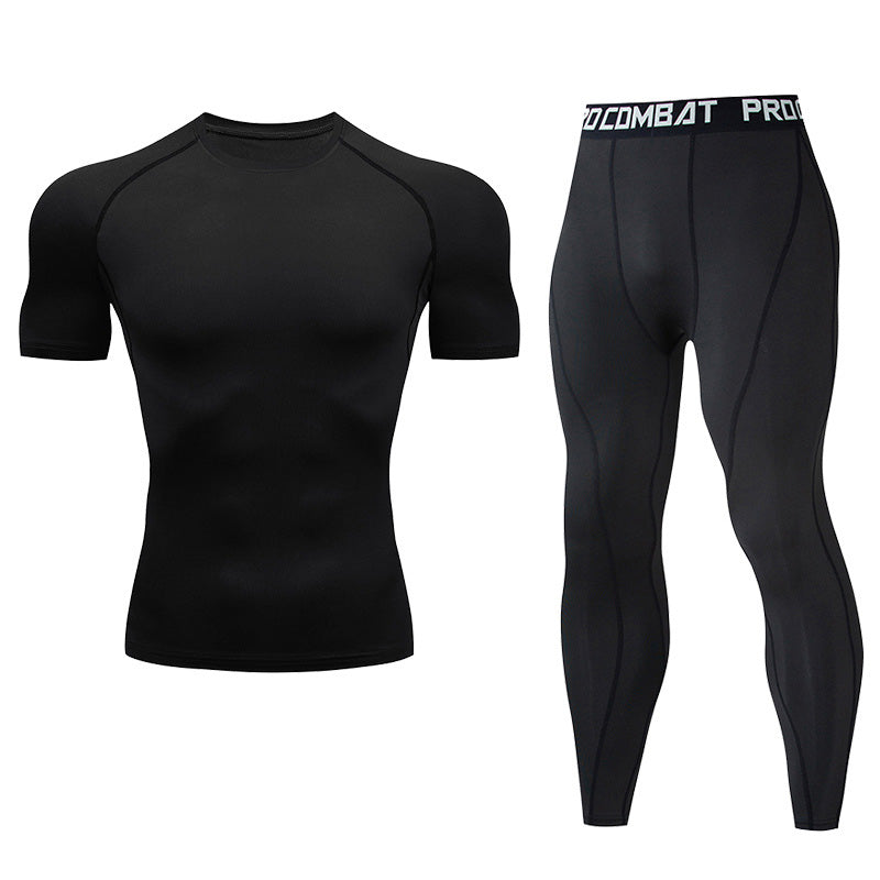 Premium Men’s Compression Sportswear Set – Quick-Dry Gym Suit, Yoga & Fitness Tracksuit, 2-Piece Workout Outfit with T-Shirt and Leggings