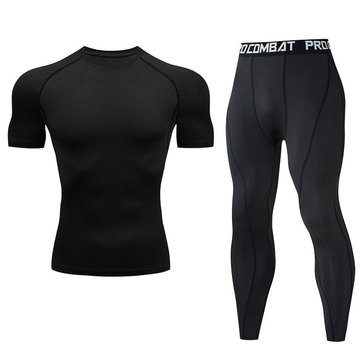 Premium Men’s Compression Sportswear Set – Quick-Dry Gym Suit, Yoga & Fitness Tracksuit, 2-Piece Workout Outfit with T-Shirt and Leggings