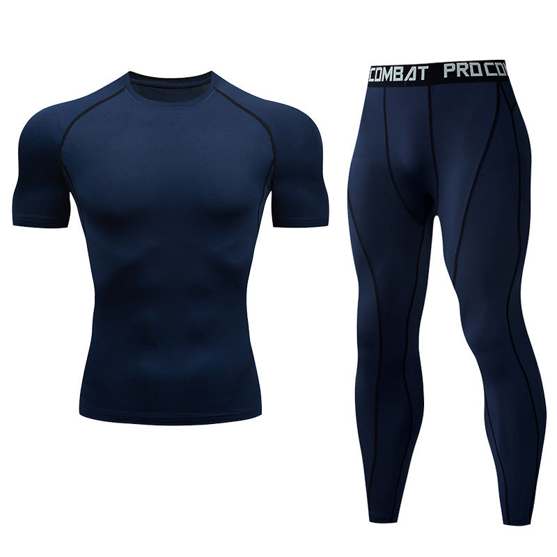 Premium Men’s Compression Sportswear Set – Quick-Dry Gym Suit, Yoga & Fitness Tracksuit, 2-Piece Workout Outfit with T-Shirt and Leggings