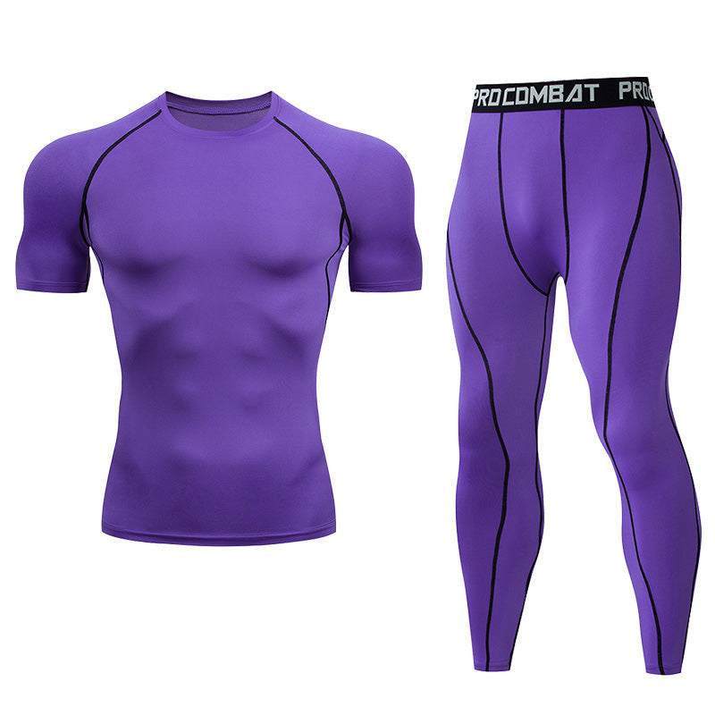 Premium Men’s Compression Sportswear Set – Quick-Dry Gym Suit, Yoga & Fitness Tracksuit, 2-Piece Workout Outfit with T-Shirt and Leggings