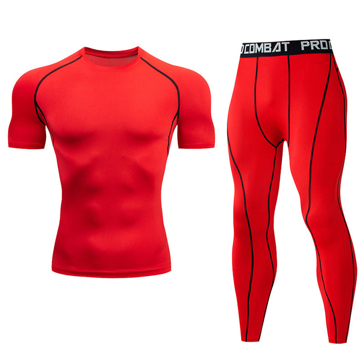 Premium Men’s Compression Sportswear Set – Quick-Dry Gym Suit, Yoga & Fitness Tracksuit, 2-Piece Workout Outfit with T-Shirt and Leggings