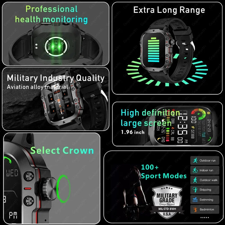 Premium Men's Smartwatch – Full Circle Touch, Bluetooth Call, IP67 Waterproof, Fitness & Health Tracking, 1.3" HD Screen, Multi-Sport Modes