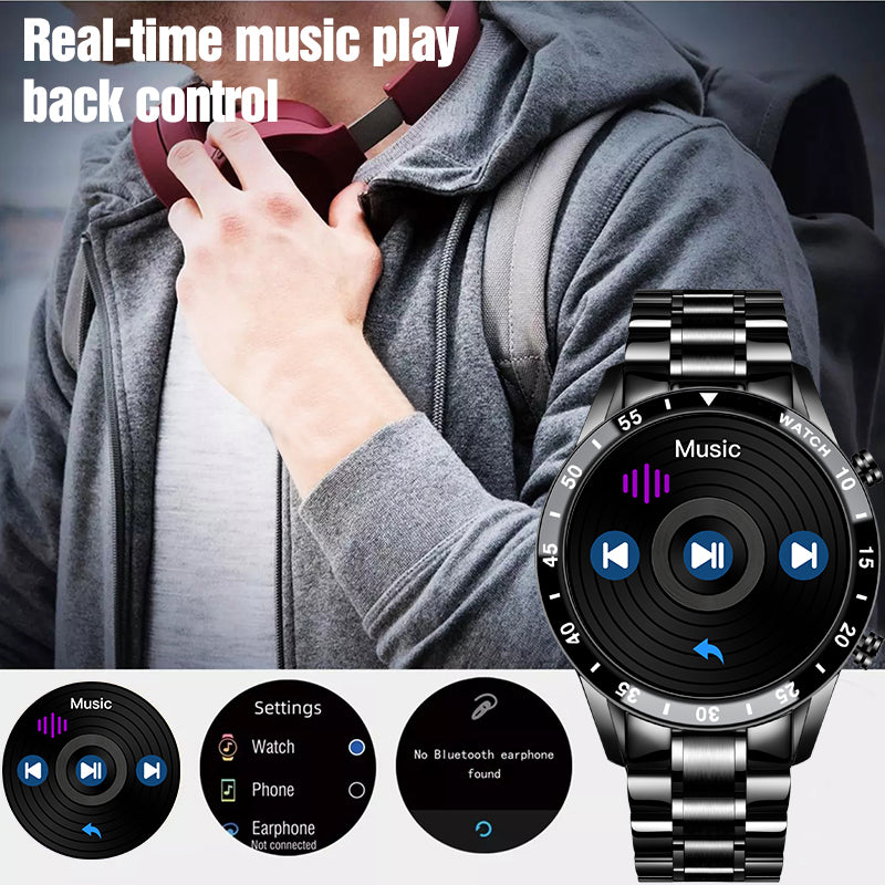 Premium Men's Smartwatch – Full Circle Touch, Bluetooth Call, IP67 Waterproof, Fitness & Health Tracking, 1.3" HD Screen, Multi-Sport Modes