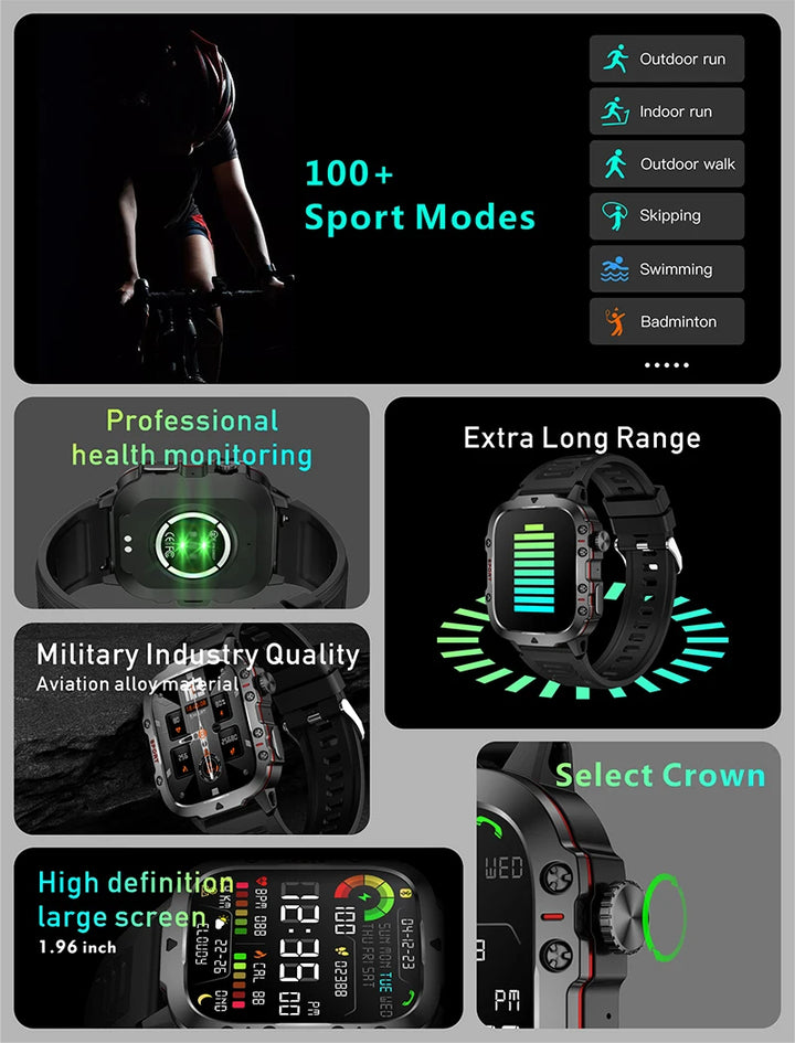 Premium Men's Smartwatch – Full Circle Touch, Bluetooth Call, IP67 Waterproof, Fitness & Health Tracking, 1.3" HD Screen, Multi-Sport Modes