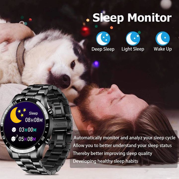 Premium Men's Smartwatch – Full Circle Touch, Bluetooth Call, IP67 Waterproof, Fitness & Health Tracking, 1.3" HD Screen, Multi-Sport Modes
