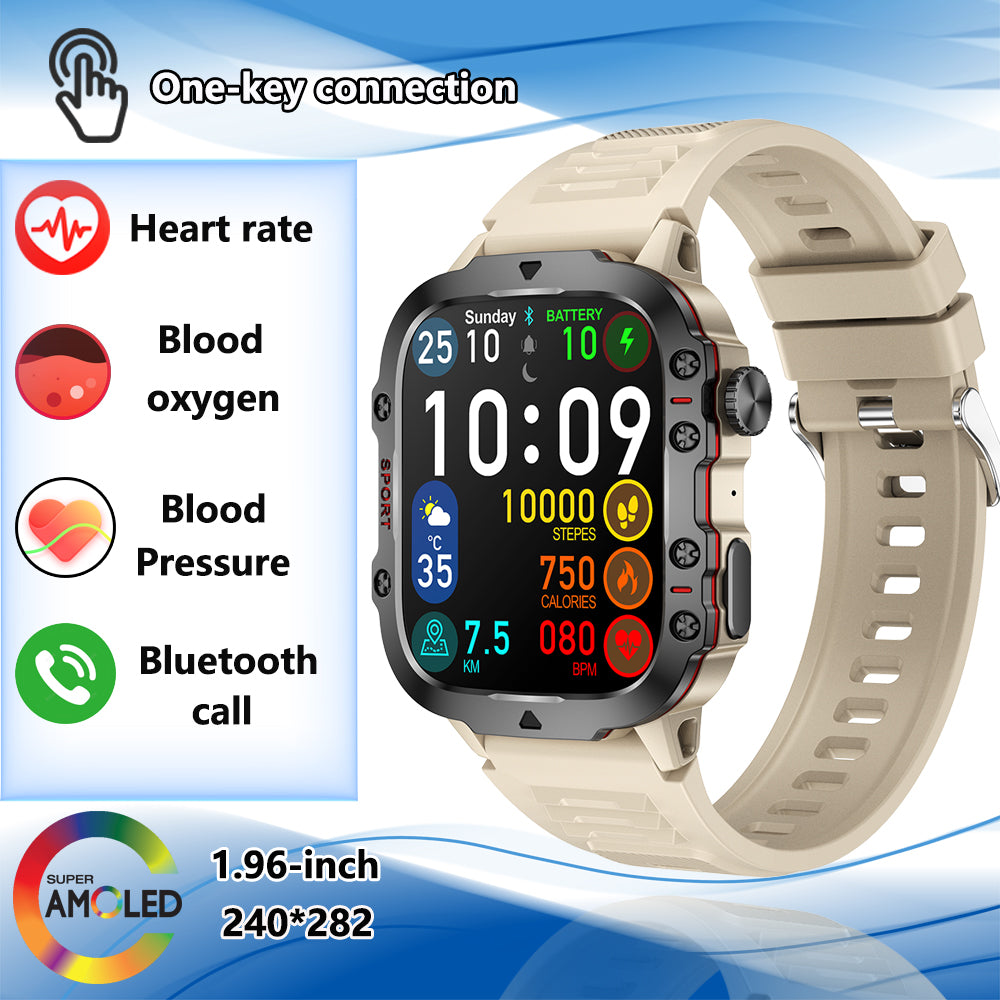 Premium Men's Smartwatch – Full Circle Touch, Bluetooth Call, IP67 Waterproof, Fitness & Health Tracking, 1.3" HD Screen, Multi-Sport Modes