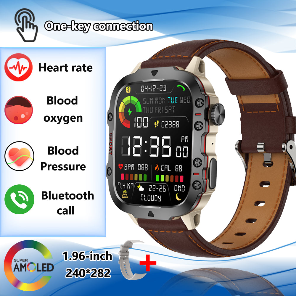 Premium Men's Smartwatch – Full Circle Touch, Bluetooth Call, IP67 Waterproof, Fitness & Health Tracking, 1.3" HD Screen, Multi-Sport Modes