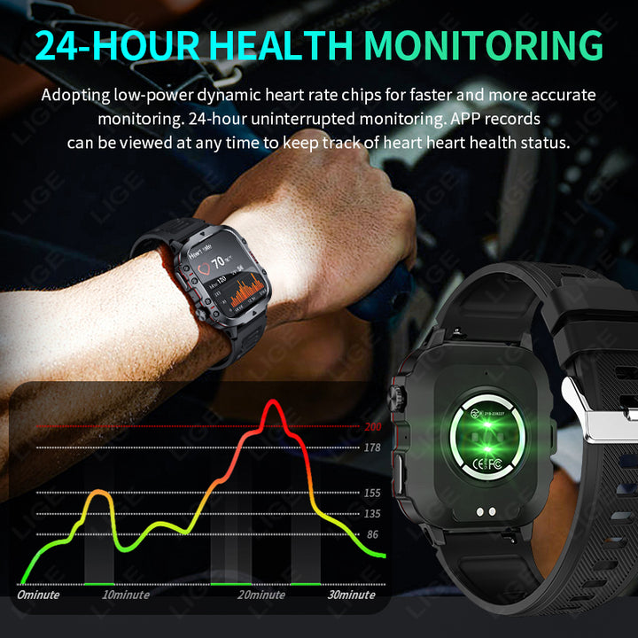 Premium Men's Smartwatch – Full Circle Touch, Bluetooth Call, IP67 Waterproof, Fitness & Health Tracking, 1.3" HD Screen, Multi-Sport Modes