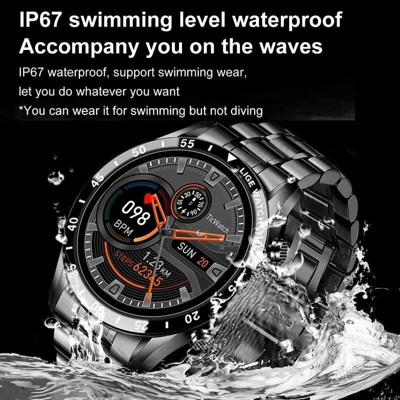 Premium Men's Smartwatch – Full Circle Touch, Bluetooth Call, IP67 Waterproof, Fitness & Health Tracking, 1.3" HD Screen, Multi-Sport Modes