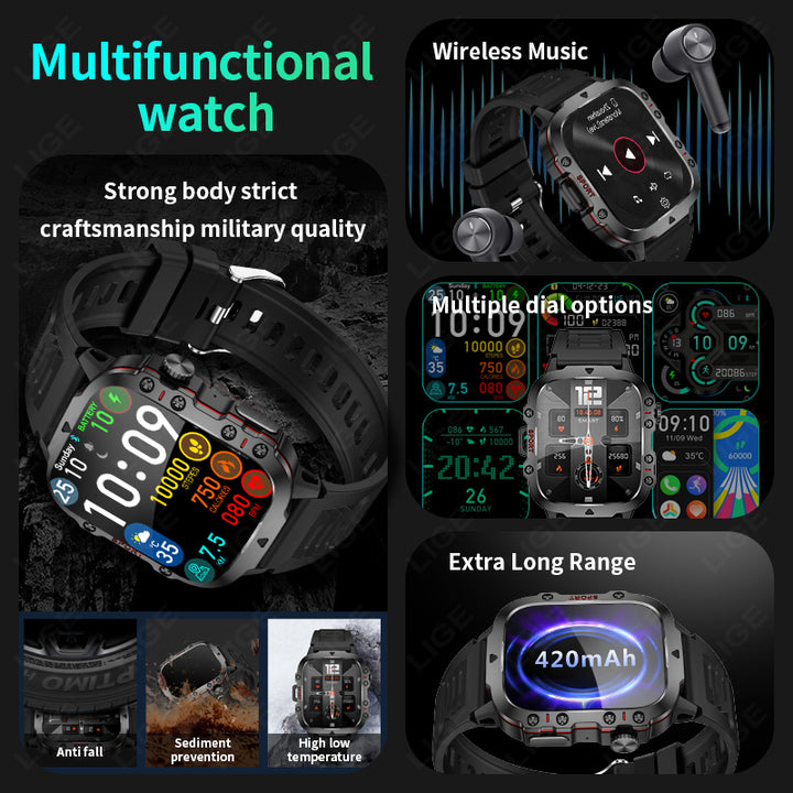Premium Men's Smartwatch – Full Circle Touch, Bluetooth Call, IP67 Waterproof, Fitness & Health Tracking, 1.3" HD Screen, Multi-Sport Modes