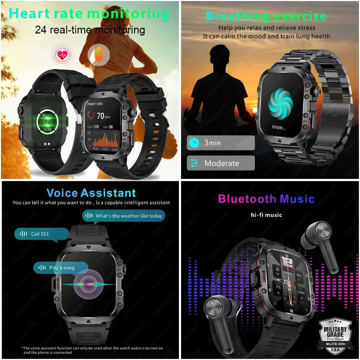 Premium Men's Smartwatch – Full Circle Touch, Bluetooth Call, IP67 Waterproof, Fitness & Health Tracking, 1.3" HD Screen, Multi-Sport Modes