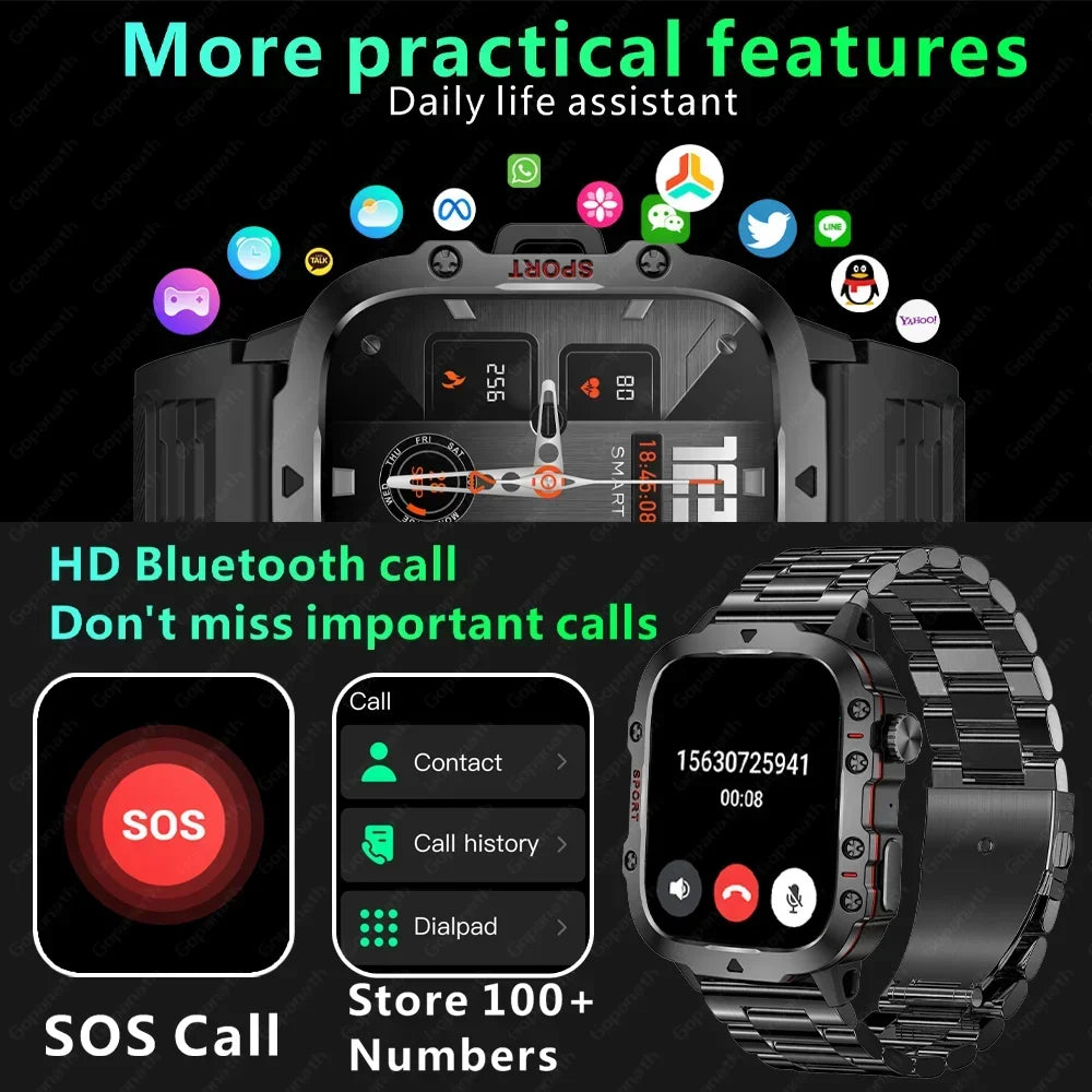 Premium Men's Smartwatch – Full Circle Touch, Bluetooth Call, IP67 Waterproof, Fitness & Health Tracking, 1.3" HD Screen, Multi-Sport Modes