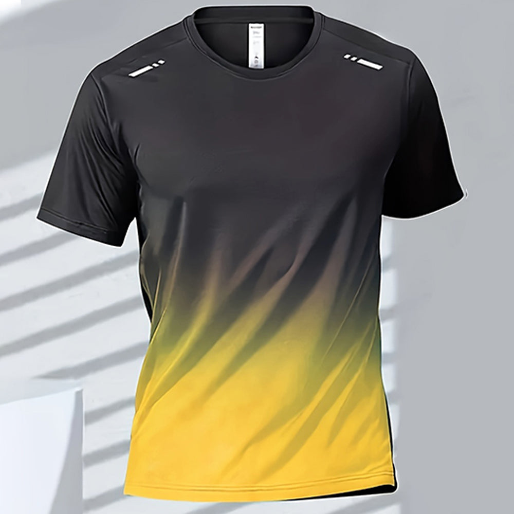 Premium Men's Sports T-Shirt – Quick Dry Casual Running & Boxing Top, Short Sleeve Badminton & Training Shirt, Gradient Design for Summer Sportswear