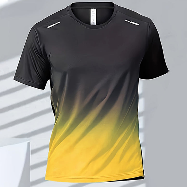 Premium Men's Sports T-Shirt – Quick Dry Casual Running & Boxing Top, Short Sleeve Badminton & Training Shirt, Gradient Design for Summer Sportswear