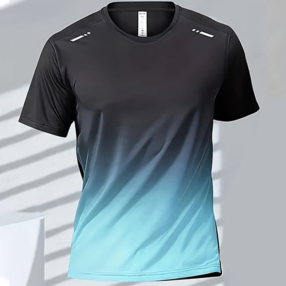 Premium Men's Sports T-Shirt – Quick Dry Casual Running & Boxing Top, Short Sleeve Badminton & Training Shirt, Gradient Design for Summer Sportswear