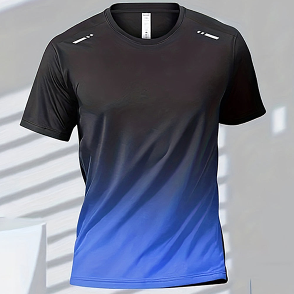 Premium Men's Sports T-Shirt – Quick Dry Casual Running & Boxing Top, Short Sleeve Badminton & Training Shirt, Gradient Design for Summer Sportswear