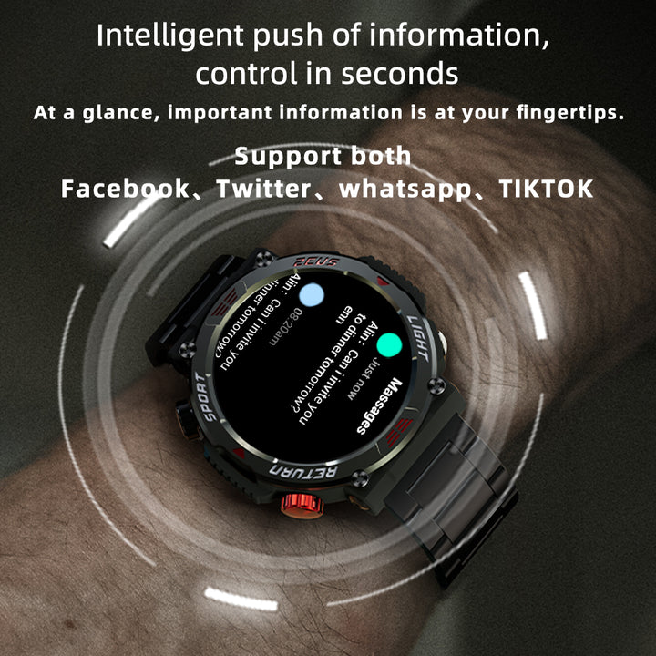 Premium Military Smart Watch for Men, Bluetooth Call, 5ATM Waterproof, Fitness Tracker, 20 Sports Modes, Heart Rate & Blood Oxygen Monitor, 1.32" HD Display, Long Battery Life, Compatible with iPhone & Android