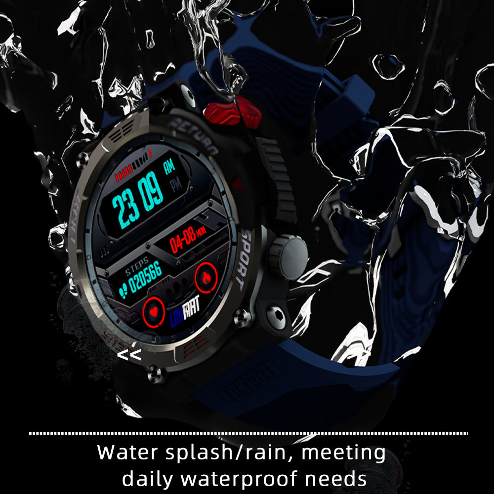 Premium Military Smart Watch for Men, Bluetooth Call, 5ATM Waterproof, Fitness Tracker, 20 Sports Modes, Heart Rate & Blood Oxygen Monitor, 1.32" HD Display, Long Battery Life, Compatible with iPhone & Android