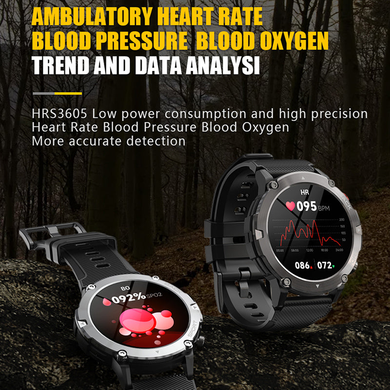Premium Military Smart Watch for Men, Bluetooth Call, 5ATM Waterproof, Fitness Tracker, 20 Sports Modes, Heart Rate & Blood Oxygen Monitor, 1.32" HD Display, Long Battery Life, Compatible with iPhone & Android