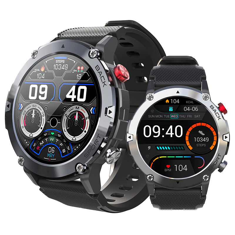 Premium Military Smart Watch for Men, Bluetooth Call, 5ATM Waterproof, Fitness Tracker, 20 Sports Modes, Heart Rate & Blood Oxygen Monitor, 1.32" HD Display, Long Battery Life, Compatible with iPhone & Android