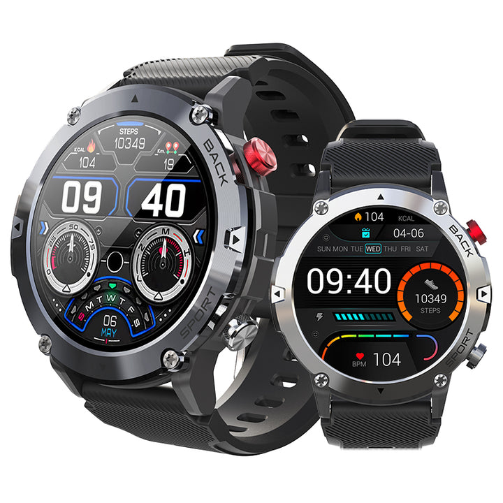 Premium Military Smart Watch for Men, Bluetooth Call, 5ATM Waterproof, Fitness Tracker, 20 Sports Modes, Heart Rate & Blood Oxygen Monitor, 1.32" HD Display, Long Battery Life, Compatible with iPhone & Android