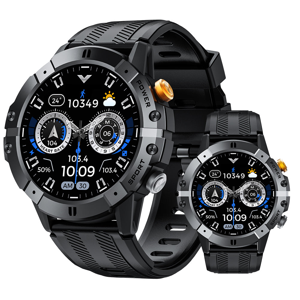 Premium Military Smart Watch for Men, Bluetooth Call, 5ATM Waterproof, Fitness Tracker, 20 Sports Modes, Heart Rate & Blood Oxygen Monitor, 1.32" HD Display, Long Battery Life, Compatible with iPhone & Android