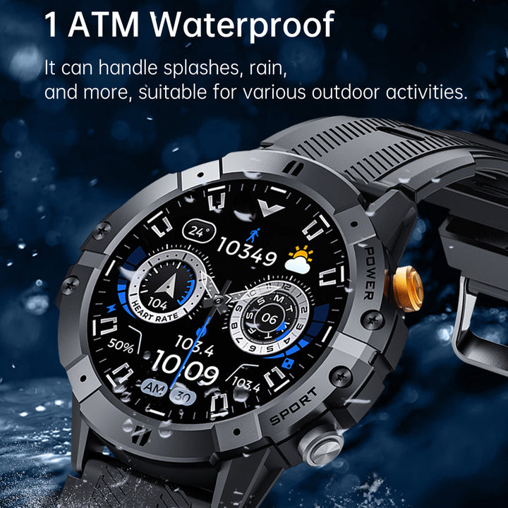 Premium Military Smart Watch for Men, Bluetooth Call, 5ATM Waterproof, Fitness Tracker, 20 Sports Modes, Heart Rate & Blood Oxygen Monitor, 1.32" HD Display, Long Battery Life, Compatible with iPhone & Android