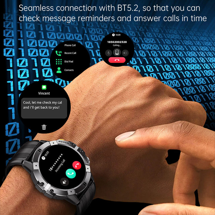 Premium Military Smart Watch for Men, Bluetooth Call, 5ATM Waterproof, Fitness Tracker, 20 Sports Modes, Heart Rate & Blood Oxygen Monitor, 1.32" HD Display, Long Battery Life, Compatible with iPhone & Android