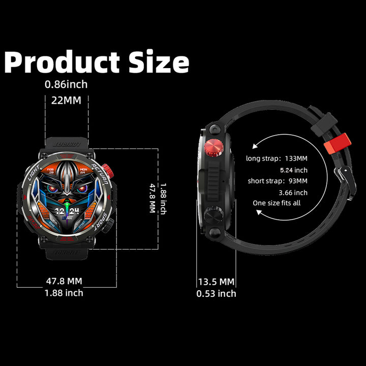 Premium Military Smart Watch for Men, Bluetooth Call, 5ATM Waterproof, Fitness Tracker, 20 Sports Modes, Heart Rate & Blood Oxygen Monitor, 1.32" HD Display, Long Battery Life, Compatible with iPhone & Android