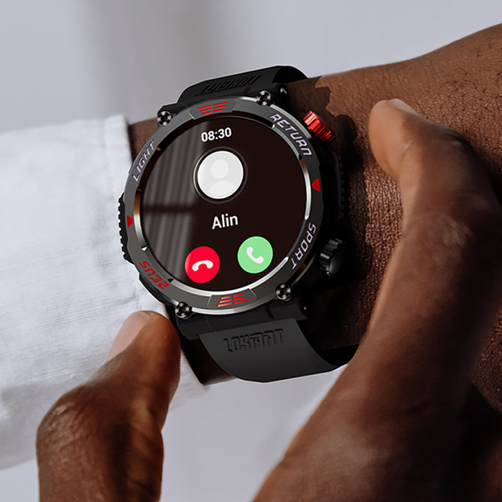 Premium Military Smart Watch for Men, Bluetooth Call, 5ATM Waterproof, Fitness Tracker, 20 Sports Modes, Heart Rate & Blood Oxygen Monitor, 1.32" HD Display, Long Battery Life, Compatible with iPhone & Android