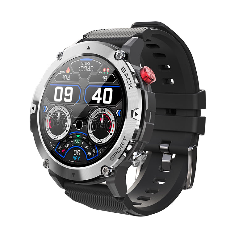 Premium Military Smart Watch for Men, Bluetooth Call, 5ATM Waterproof, Fitness Tracker, 20 Sports Modes, Heart Rate & Blood Oxygen Monitor, 1.32" HD Display, Long Battery Life, Compatible with iPhone & Android