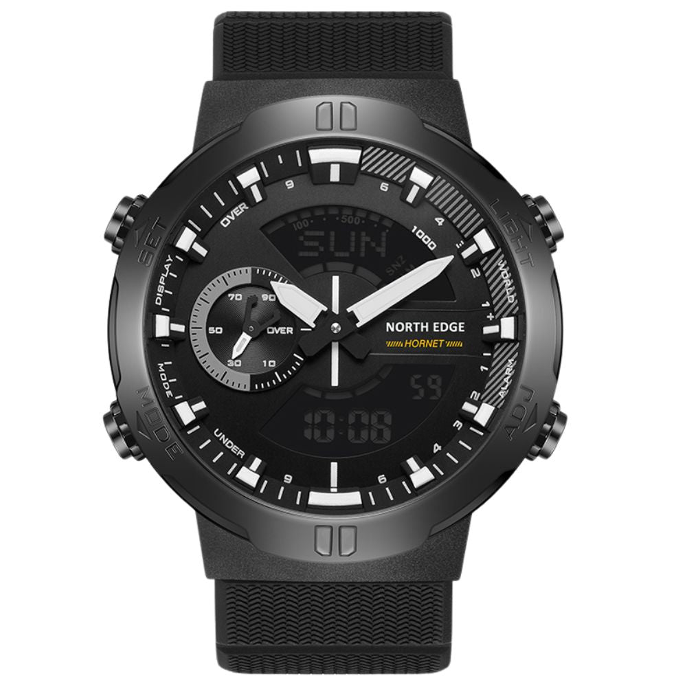 Premium Military Smartwatch for Men – Waterproof 50m, Speed Stopwatch, World Time, Countdown Timer, Lap Time, 4 Alarms, Alloy Case, Backlit, Replaceable Strap