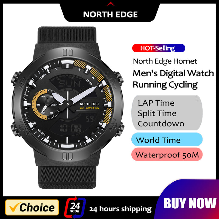 Premium Military Smartwatch for Men – Waterproof 50m, Speed Stopwatch, World Time, Countdown Timer, Lap Time, 4 Alarms, Alloy Case, Backlit, Replaceable Strap