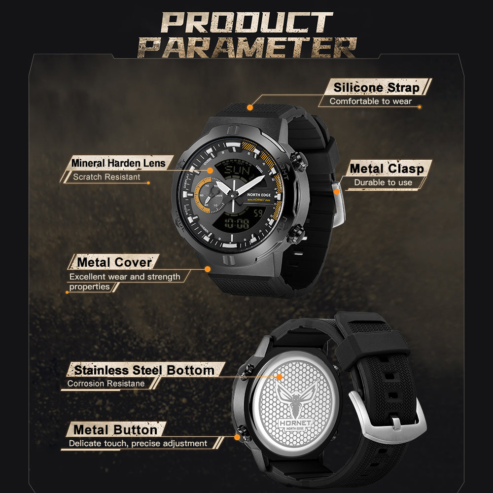 Premium Military Smartwatch for Men – Waterproof 50m, Speed Stopwatch, World Time, Countdown Timer, Lap Time, 4 Alarms, Alloy Case, Backlit, Replaceable Strap