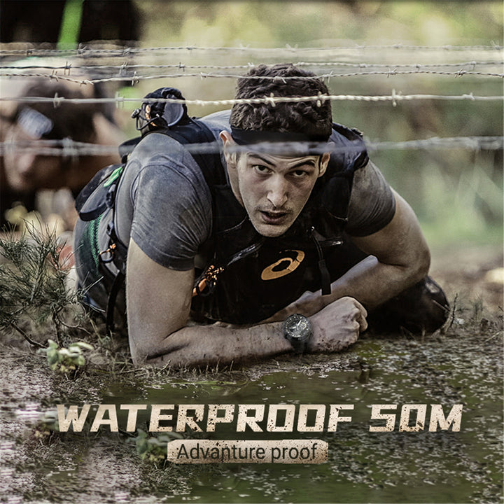 Premium Military Smartwatch for Men – Waterproof 50m, Speed Stopwatch, World Time, Countdown Timer, Lap Time, 4 Alarms, Alloy Case, Backlit, Replaceable Strap