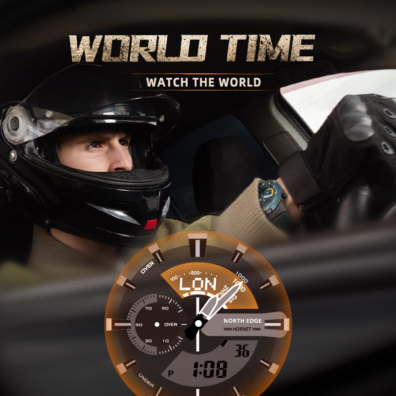 Premium Military Smartwatch for Men – Waterproof 50m, Speed Stopwatch, World Time, Countdown Timer, Lap Time, 4 Alarms, Alloy Case, Backlit, Replaceable Strap