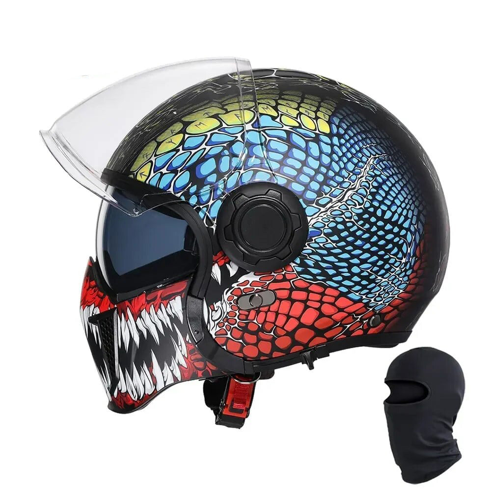Premium Modular Motorcycle Helmet – Full Face & Open Face, Dual Lens, DOT ECE Approved, ABS Shell for Men & Women, Retro Style, Tool-Free Setup for Easy Customization