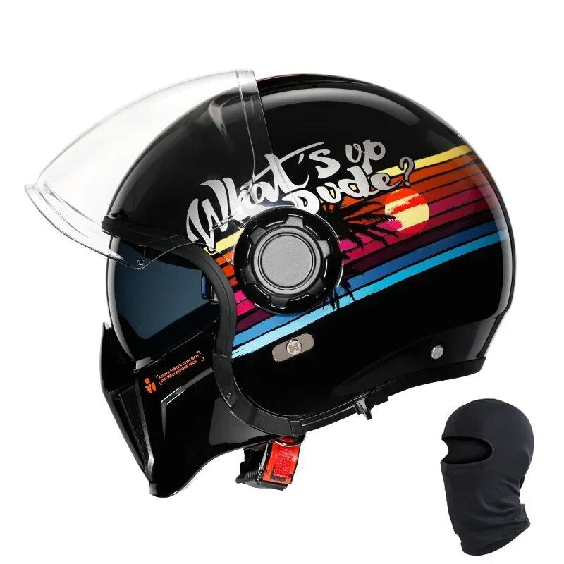 Premium Modular Motorcycle Helmet – Full Face & Open Face, Dual Lens, DOT ECE Approved, ABS Shell for Men & Women, Retro Style, Tool-Free Setup for Easy Customization