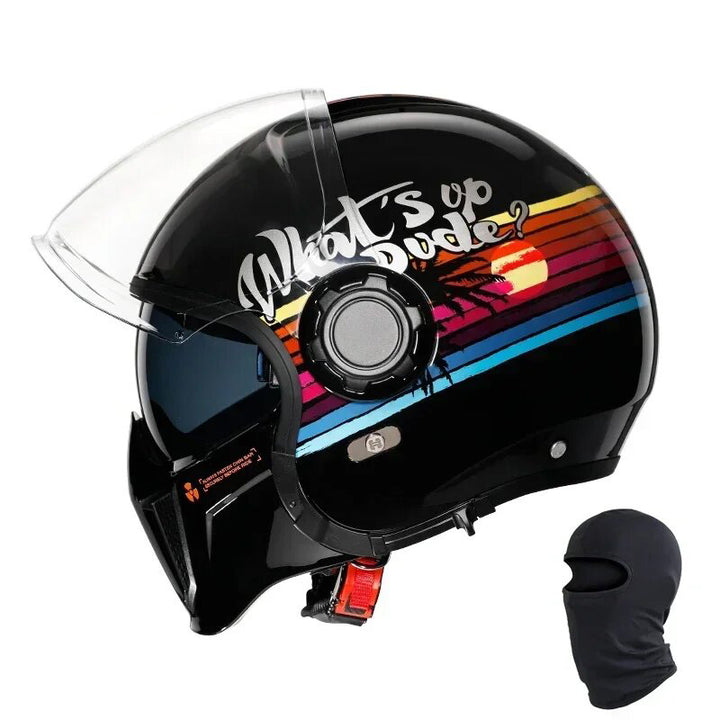 Premium Modular Motorcycle Helmet – Full Face & Open Face, Dual Lens, DOT ECE Approved, ABS Shell for Men & Women, Retro Style, Tool-Free Setup for Easy Customization
