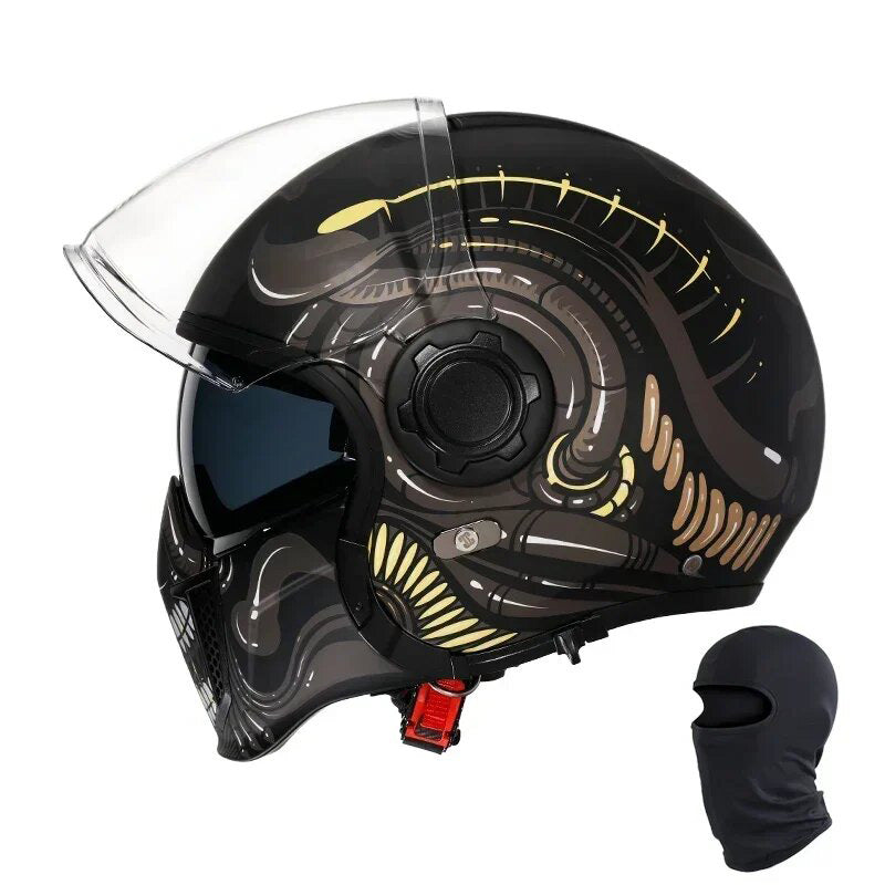 Premium Modular Motorcycle Helmet – Full Face & Open Face, Dual Lens, DOT ECE Approved, ABS Shell for Men & Women, Retro Style, Tool-Free Setup for Easy Customization