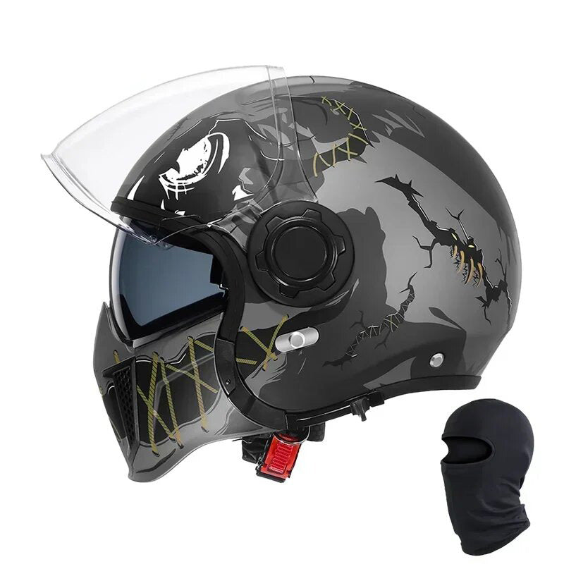 Premium Modular Motorcycle Helmet – Full Face & Open Face, Dual Lens, DOT ECE Approved, ABS Shell for Men & Women, Retro Style, Tool-Free Setup for Easy Customization