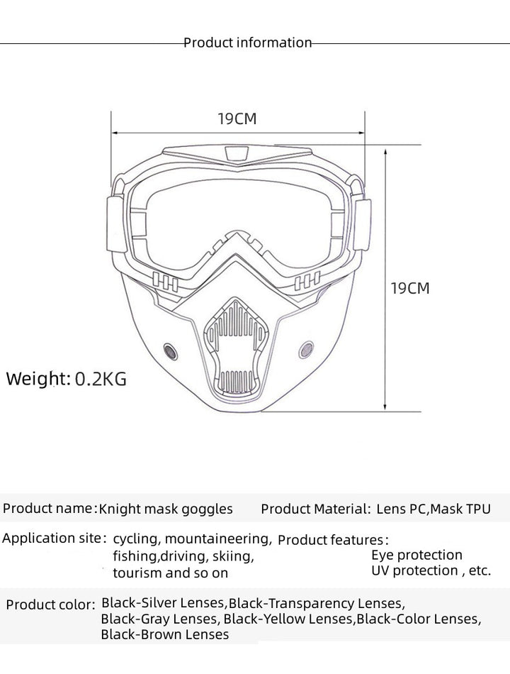 Premium Motorcycle Skull Mouth Mask with UV Protection – Tactical Off-Road Riding Goggles, Windproof, Dust-Proof, Anti-Glare Ski Goggles for Cycling and Mountaineering, Multicolor Lens Options