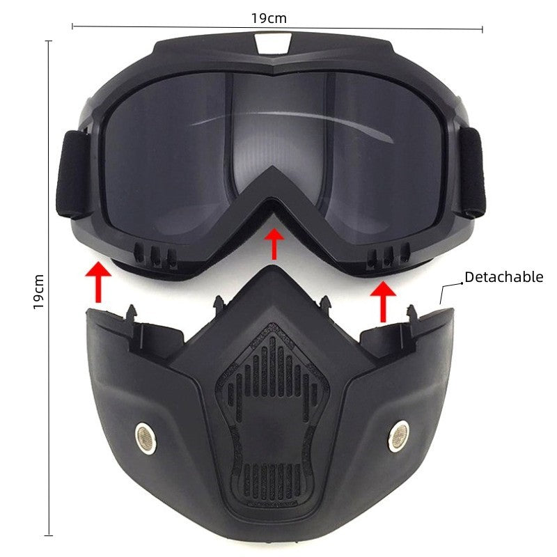 Premium Motorcycle Skull Mouth Mask with UV Protection – Tactical Off-Road Riding Goggles, Windproof, Dust-Proof, Anti-Glare Ski Goggles for Cycling and Mountaineering, Multicolor Lens Options