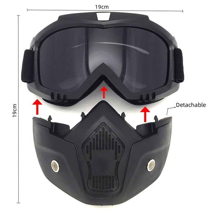 Premium Motorcycle Skull Mouth Mask with UV Protection – Tactical Off-Road Riding Goggles, Windproof, Dust-Proof, Anti-Glare Ski Goggles for Cycling and Mountaineering, Multicolor Lens Options
