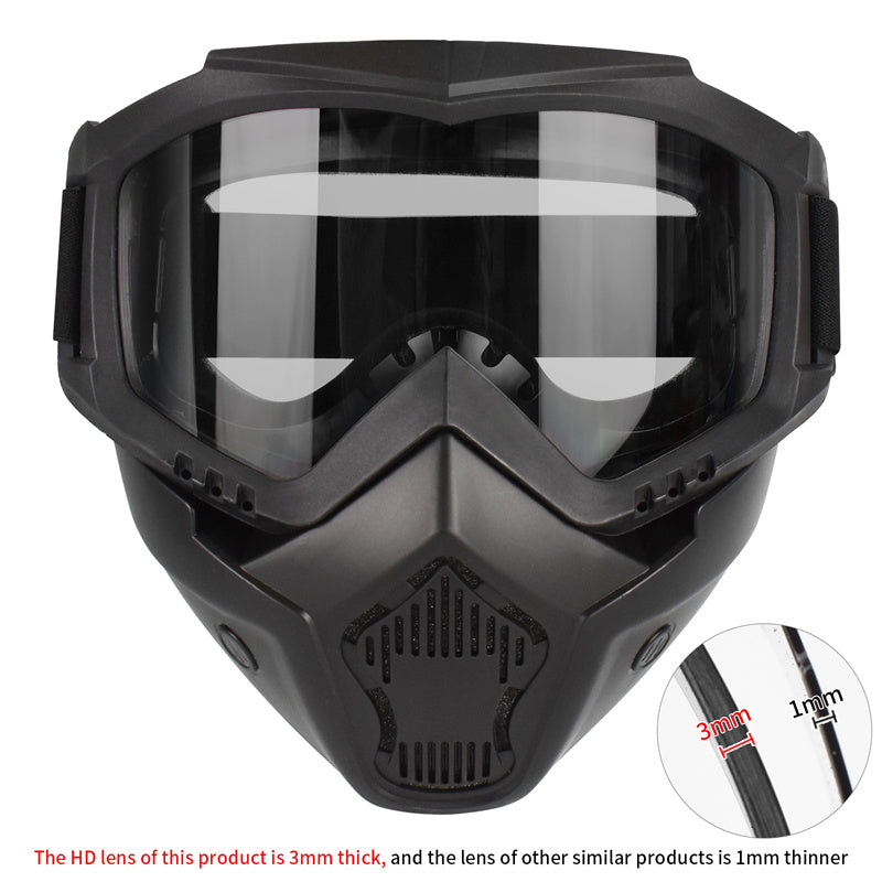 Premium Motorcycle Skull Mouth Mask with UV Protection – Tactical Off-Road Riding Goggles, Windproof, Dust-Proof, Anti-Glare Ski Goggles for Cycling and Mountaineering, Multicolor Lens Options