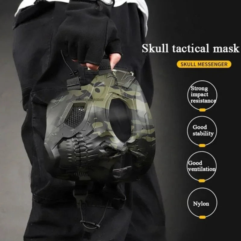 Premium Motorcycle Skull Mouth Mask with UV Protection – Tactical Off-Road Riding Goggles, Windproof, Dust-Proof, Anti-Glare Ski Goggles for Cycling and Mountaineering, Multicolor Lens Options